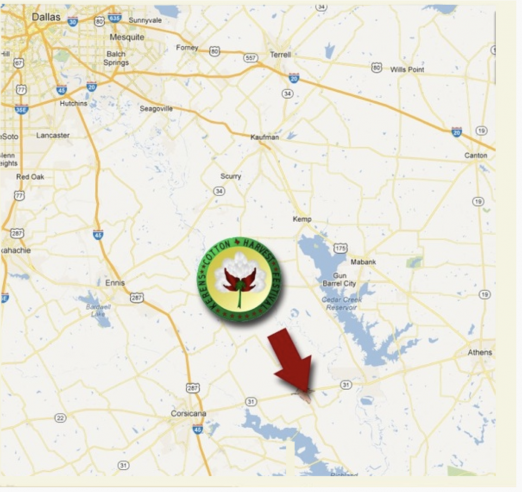 Map Kerens Cotton Harvest Festival